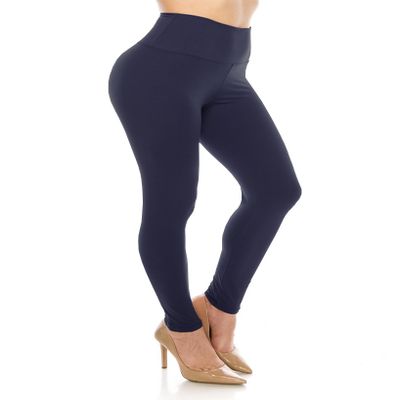 ALWAYS Women's Super High Waist Leggings - Premium Buttery Soft Yoga Workout Stretch Solid Pants Navy Plus Size