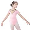 Baiwu Dance 117241055 Elegant Ballet Leotard Girls Short Sleeve Kids Leotards (Pink, M 6-7) view 1