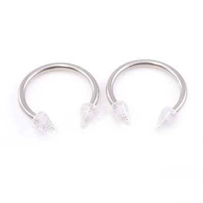 BodyJewelryOnline Pair of Horseshoe with Acrylic Spike end 10g Made of Surgical Steel