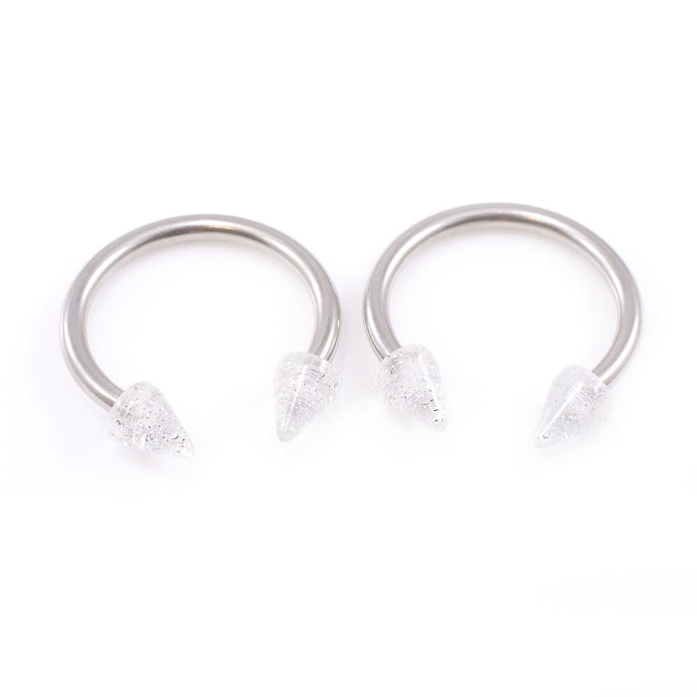 BodyJewelryOnline Pair of Horseshoe with Acrylic Spike end 10g Made of Surgical Steel