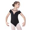 117241055 Short Sleeve Ballet Leotard Girls Dance Leotards (Black, XL 12-14) view 1