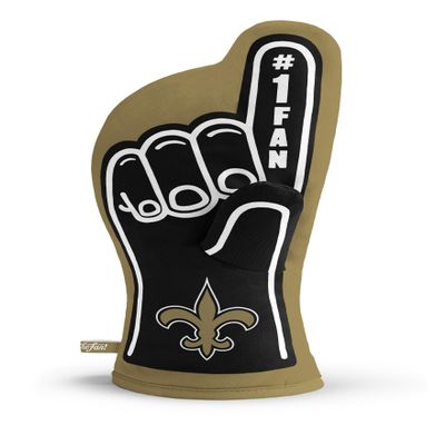 YouTheFan NFL New Orleans Saints #1 Oven Mitt - Black, Gold - 100% Cotton - 13.25" x 6.5" - Heat Resistant - Machine Washable