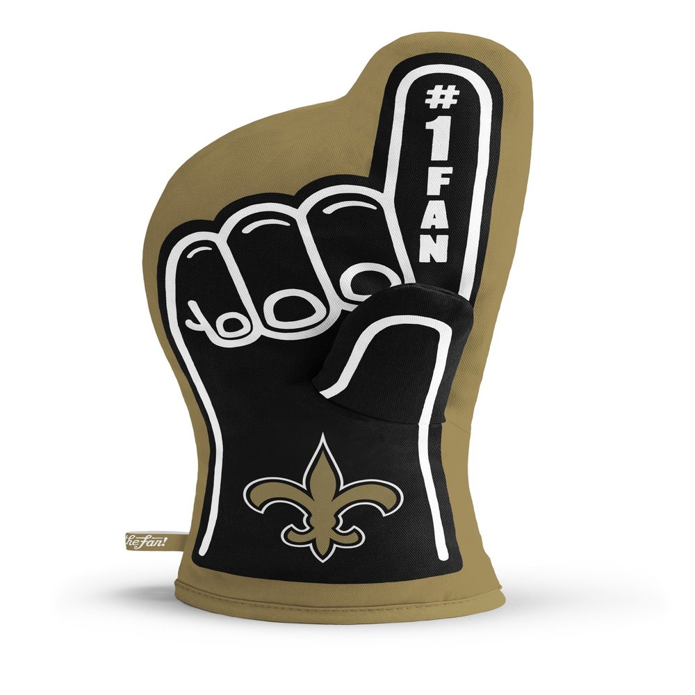 YouTheFan NFL New Orleans Saints #1 Oven Mitt - Black, Gold - 100% Cotton - 13.25" x 6.5" - Heat Resistant - Machine Washable