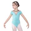 Baiwu Dance 117241055 Elegant Ballet Leotard Girls Short Sleeve Kids Leotards (Blue, XL 12-14) view 1