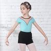 Baiwu Dance 117241055 Elegant Ballet Leotard Girls Short Sleeve Kids Leotards (Blue, XL 12-14) view 3