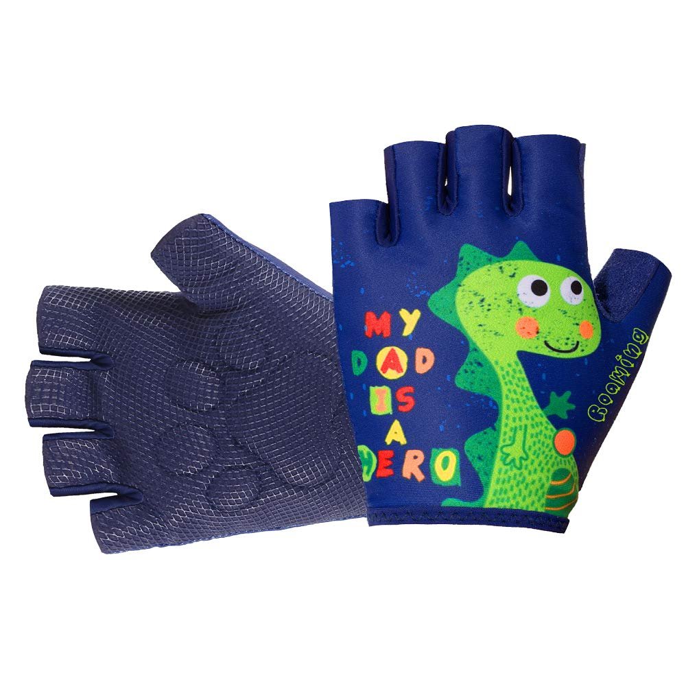 Roaming Kids Gloves for Age2-10, Great for Boys Girls Outdoor Sports,Biking,Cycling, Riding, Netball,Climbing, Monkey Bar,Scooter (M (Around a Palm: 6.7"), Dinosar)