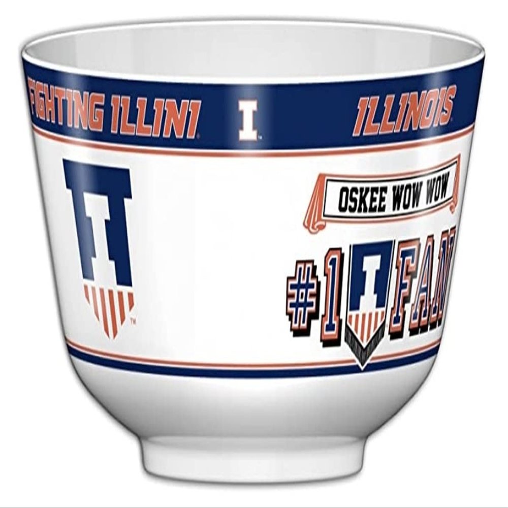 Fremont Die NCAA Illinois Illini Party Snack Bowl, 11.75" Bowl (2 Gallon), White/Team Colors