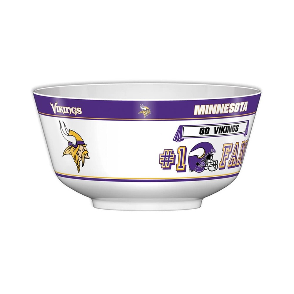 Fremont Die NFL Minnesota Vikings Party Snack Bowl, 11.75" Bowl (2 Gallon), White/Team Colors