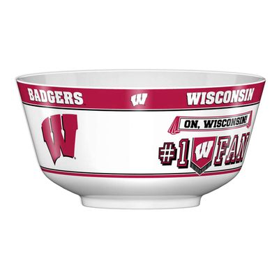 Fremont Die NCAA Wisconsin Badgers Party Snack Bowl, 11.75" Bowl (2 Gallon), White/Team Colors