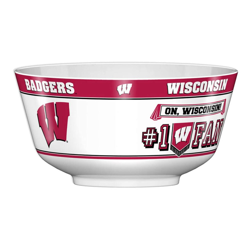 Fremont Die NCAA Wisconsin Badgers Party Snack Bowl, 11.75" Bowl (2 Gallon), White/Team Colors