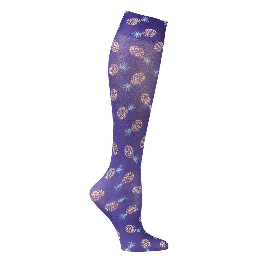 Celeste Stein Women's Mild Compression Knee High Stockings - Golden Pineapples
