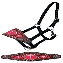 Showman Leather Bronc Halter w/Beaded Cross Design