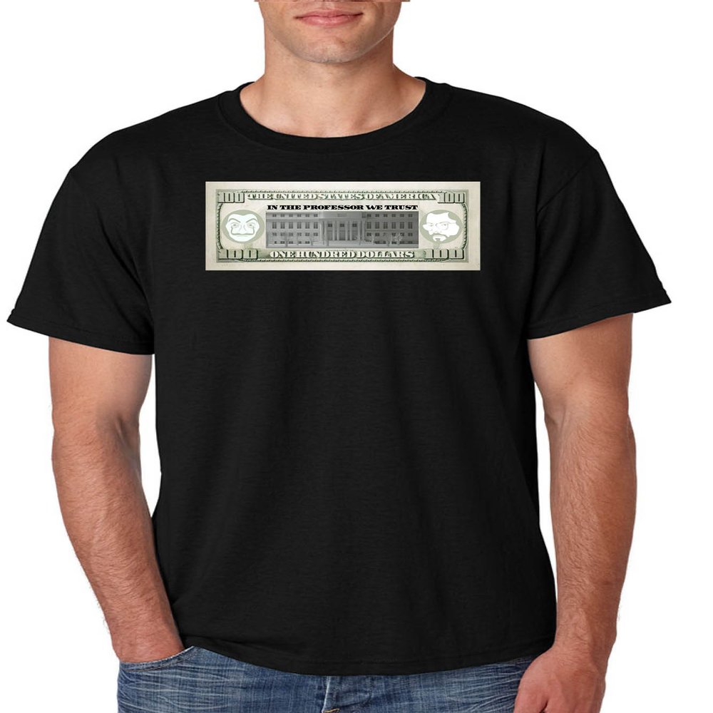 ALLNTRENDS Men's T Shirt in The Professor We Trust Bill El Profesor Trendy Gift (3XL, Black)