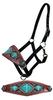 Showman Leather Bronc Halter w/Beaded Cross Design view 1