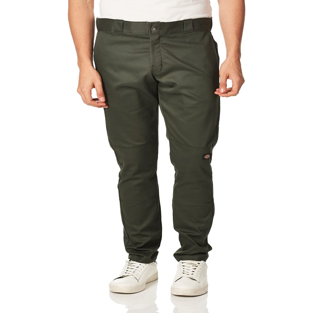 Dickies Men's Skinny-Straight Double Knee Work Pant Pants, Olive Green, 42W x 30L