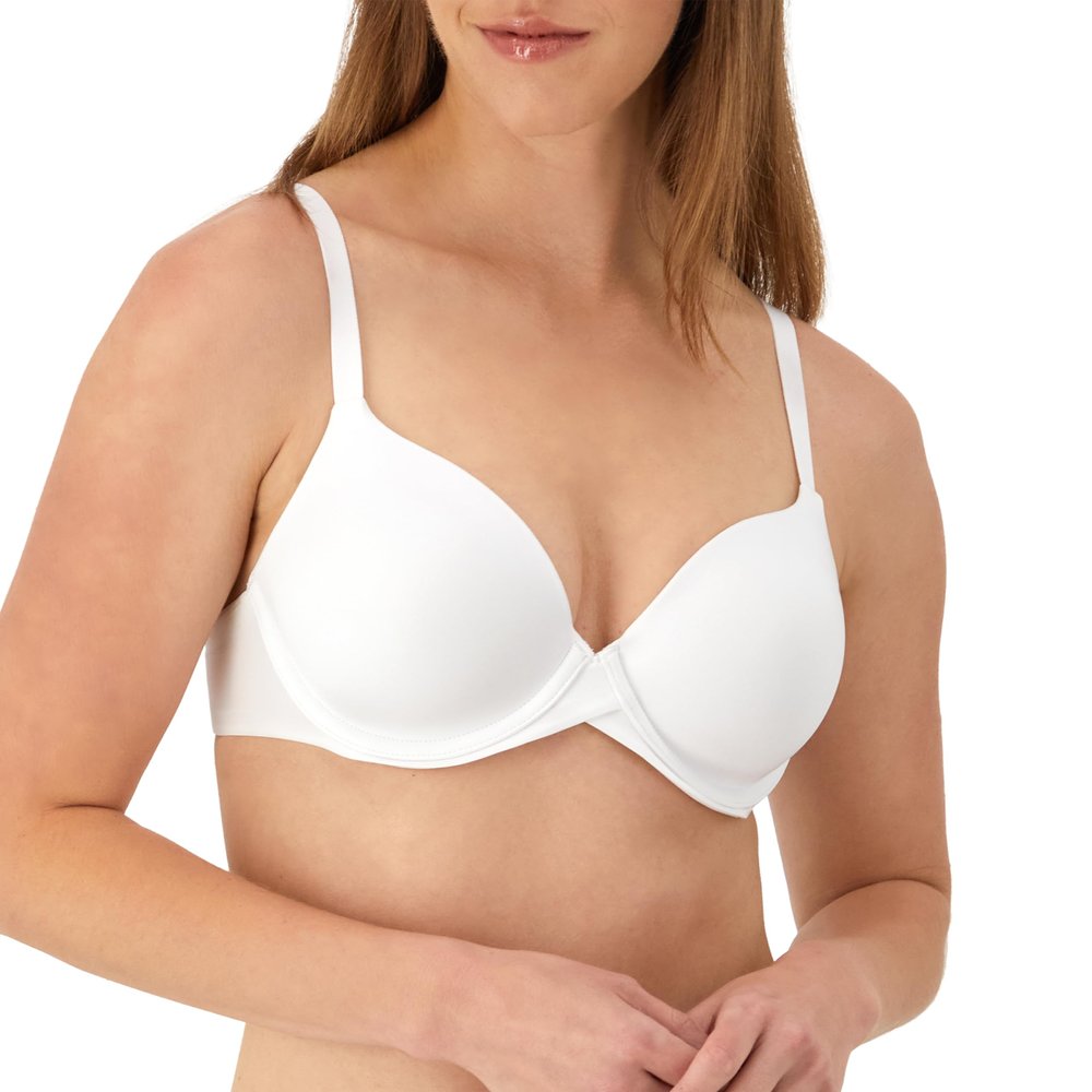 Maidenform womens One Fab Fit Modern Demi Lightly Padded Convertible Underwire T-shirt Dm7543 bras, White, 36C US