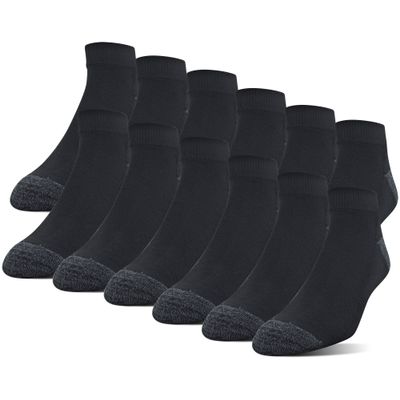 Gildan Men's Polyester Half Cushion Low Cut Socks, 12-Pack Sockshosiery, black, Shoe Size: 6-12