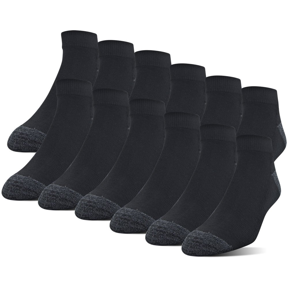 Gildan Men's Polyester Half Cushion Low Cut Socks, 12-Pack Sockshosiery, black, Shoe Size: 6-12