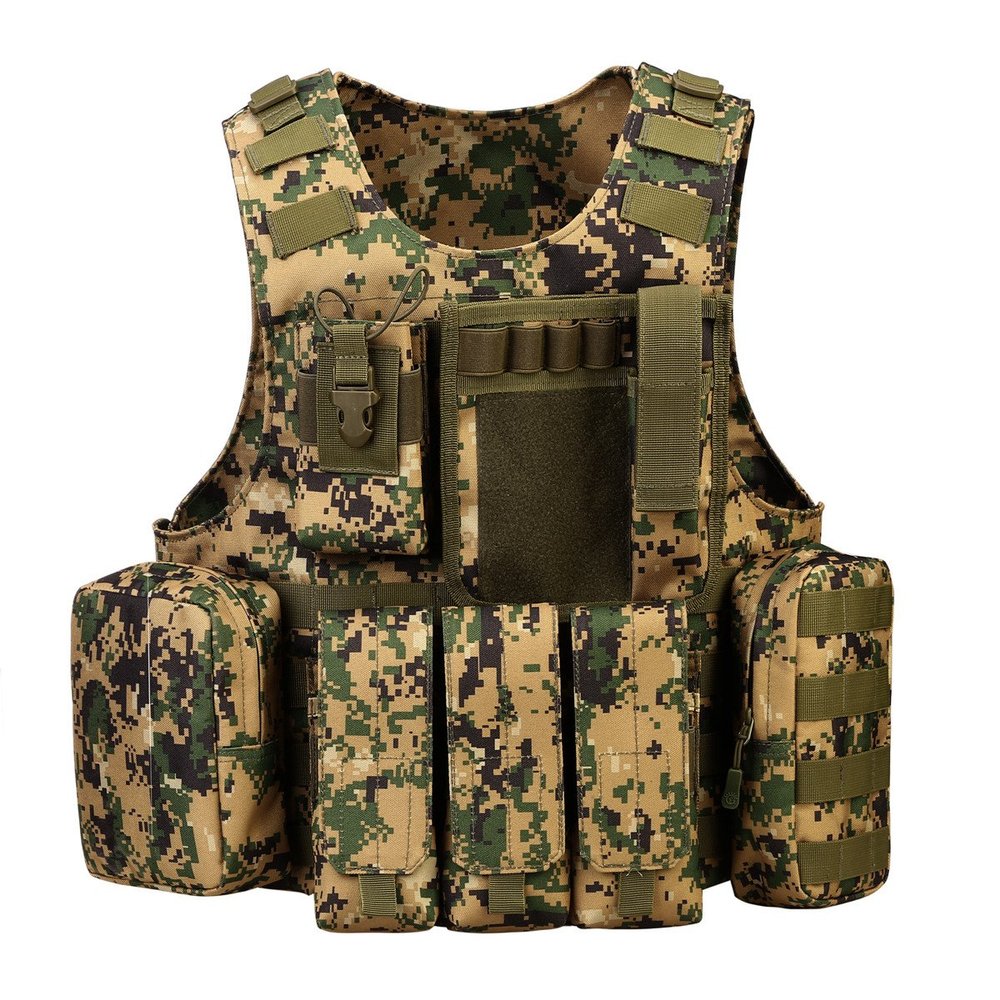 UNISTRENGH Adjustable Tactical Vest Multifunctional Outdoor Ultra-light Breathable Vest for Special Mission Combat Training Field Operations and Military Fans (Jungle Camo)
