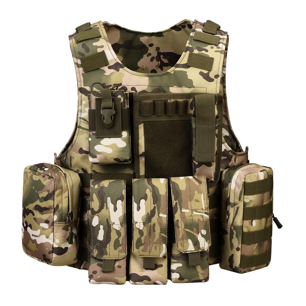 UNISTRENGH Multi-function Tactical Vest Adjustable Lightweight Airsoft Paintball CS Vest (CP Camo)