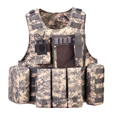 UNISTRENGH Tactical Molle Airsoft Vest Paintball Combat Soft Vest Tan Adjustable Lightweight (ACU Camo)