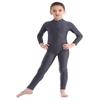 iiniim Kids Boys Girls Mock Neck Long Sleeve Unitard Leotard Full Length Body Suit Jumpsuit Catsuit Dance wear Costumes Dark Gray 4-5 view 3