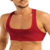 YiZYiF Men's Sleeveless Y Back Muscle Half Tank Top Vest Tee T-Shirts Crop Tops Red Large view 1