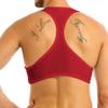 YiZYiF Men's Sleeveless Y Back Muscle Half Tank Top Vest Tee T-Shirts Crop Tops Red Large view 2