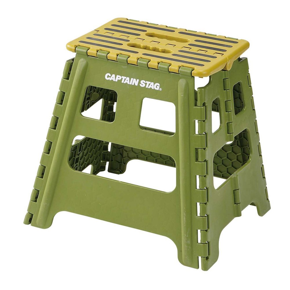 Captain Stag UW-1506 Step Stool, Chair, Folding Step, Size L, Green