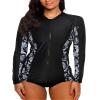 ATTRACO Long Sleeve Sporty Swim Shirt Womens Rashguard Tops Black XL view 1