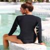 ATTRACO Long Sleeve Sporty Swim Shirt Womens Rashguard Tops Black XL view 3