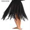 FEESHOW Womens Chiffon Long Dance Skirts High-Low Lyrical Dance Costumes Side Split Skirts Black One Size view 2