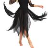 FEESHOW Womens Chiffon Long Dance Skirts High-Low Lyrical Dance Costumes Side Split Skirts Black One Size view 4