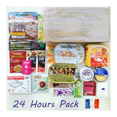 Andrews Corner Menu 8: MRE RCIR French Military Food Ration 24H MENU Combat Daily Pack Survival Box Camping Trekking Mountaineering Hiking