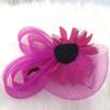 Belyee Women's Fuschia Flower Feather and Veil Fascinator Cocktail Party Hair Clip Hat view 2