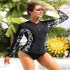 ATTRACO Womens Color Block Rash Guard Swimwear Surfing Shirts Black XX-Large view 2