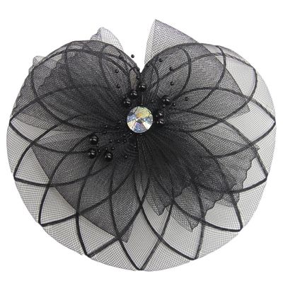 Belyee Womens Flower Mesh and Veil Black Fascinator Cocktail Hair Clip Hat for Party