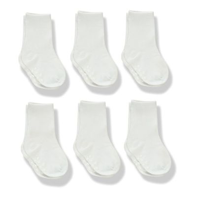 Silky Toes Non-Skid Infant Socks Multi Colored Baby Boy Girl Gift Set (12-18M, White Collection Unisex (6 Pairs))