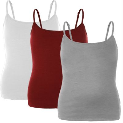 Emmalise PreTeen Training Bra Camisole Wireless Built in Fabric Support Cami (3Pk White, Red, H Gray, Small, 80-100 lbs)