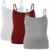 Emmalise PreTeen Training Bra Camisole Wireless Built in Fabric Support Cami (3Pk White, Red, H Gray, Small, 80-100 lbs) view 1