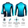 Platinum Sun UPF 50+ Rash Guard for Men Long Sleeve Swim Surf Shirt - Tight Tit UV Rashguard (Blue, XL) view 3