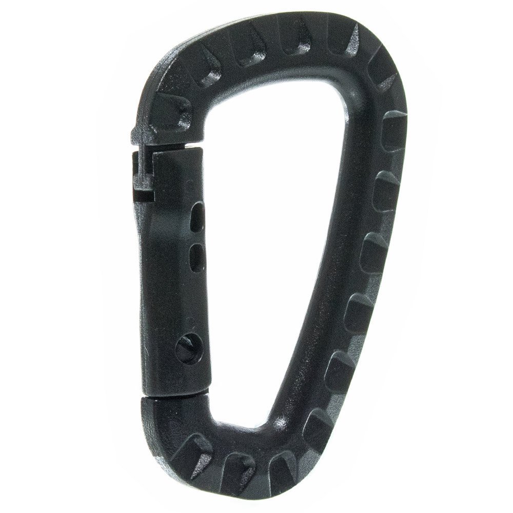 Plastic Carabiner, Black, 10 Pack - D Ring Clip