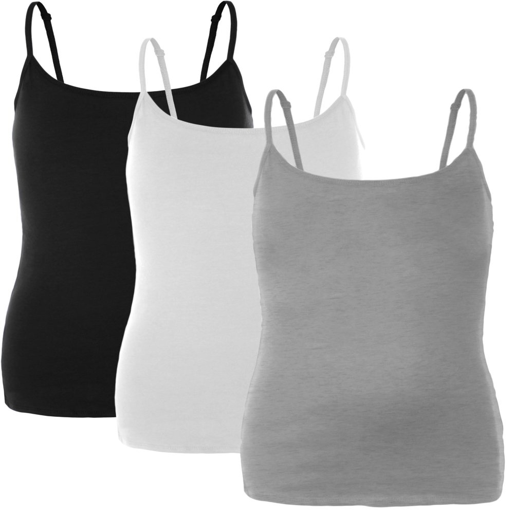 Emmalise PreTeen Training Bra Camisole Wireless Built in Fabric Support Cami (3Pk Blk, White, H Gray, Small, 80-100 lbs)