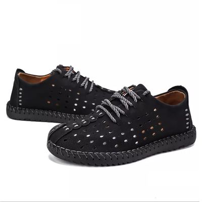 Asifn Men's Sport Sandals Outdoor Casual Leather Shoes Fisherman Breathable Summer Walking Beach Travel Black(9.5 M US,26.5 cm Heel to Toe