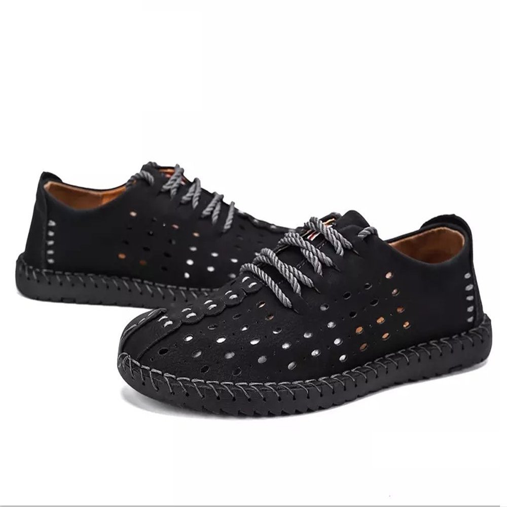 Asifn Men's Sport Sandals Outdoor Casual Leather Shoes Fisherman Breathable Summer Walking Beach Travel Black(9.5 M US,26.5 cm Heel to Toe