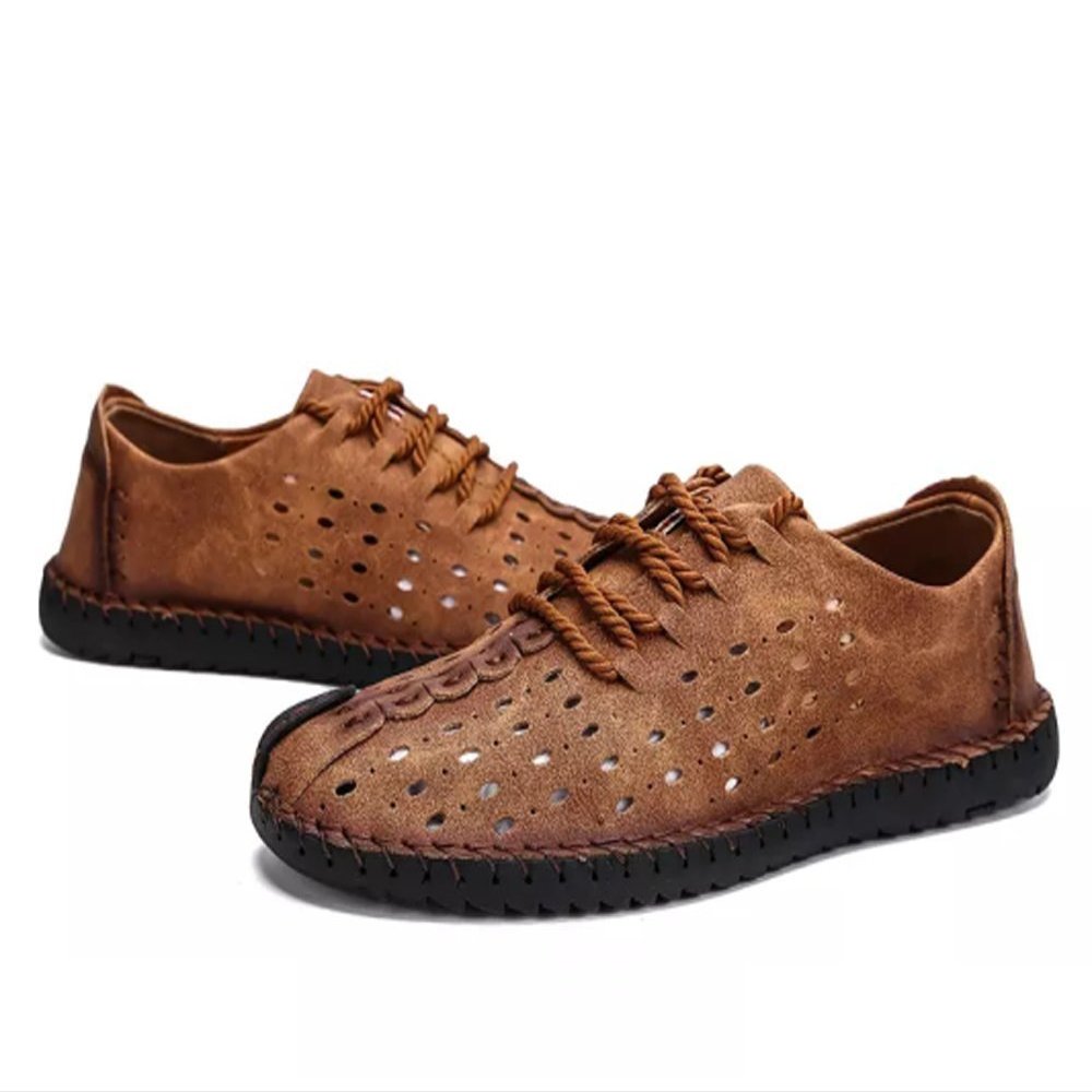 Asifn Men's Sport Sandals Outdoor Casual Leather Shoes Fisherman Breathable Summer Walking Beach Travel Brown(6.5 M US,24 cm Heel to Toe