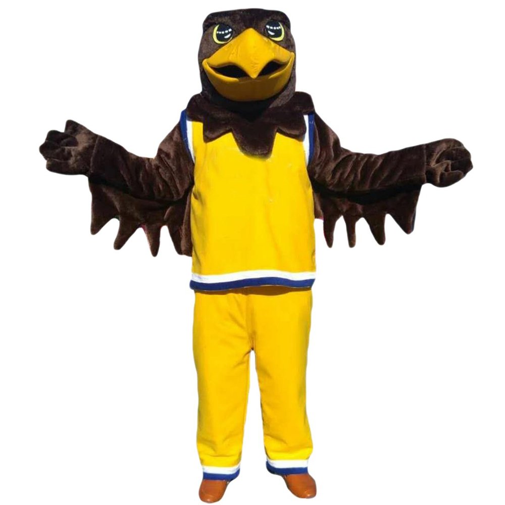 Brown Sport Eagle Cartoon Costume Mascot Plush with Mask for Adult Cosplay Party Halloween Dress Up