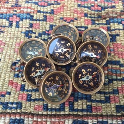 Shaheera Nautical 50 pcs LOT! Working Antique Brass Pocket Compass w glass face.Brass Compass B