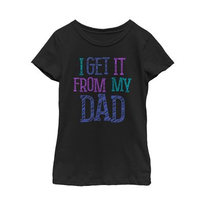 LOST GODS Girl's Father's Day Get it from Dad T-Shirt - Black - Large