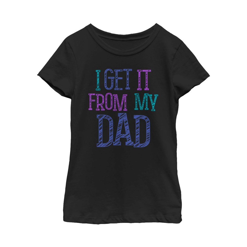 LOST GODS Girl's Father's Day Get it from Dad T-Shirt - Black - Large